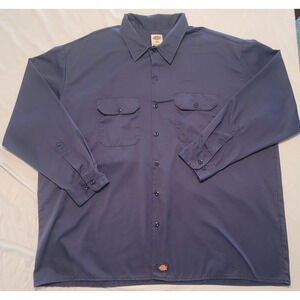 Dickies Men’s Work Shirt Navy Blue Long Sleeve 3XL Button Front Utility Pockets